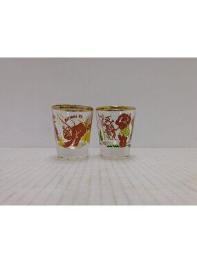 Set of 2 VTG Federal Glass Shot Glasses Circa 1950 MM14